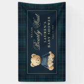 Classic Tartan Polo Bear Baby Shower 横断幕 (縦)