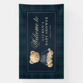 Classic Tartan Polo Bear Baby Shower Welcome 横断幕 (縦)
