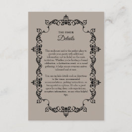 Classic Taupe Linen Brown Ornately Framed Wedding エンクロージャーカード