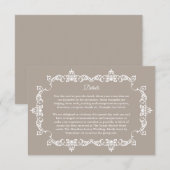 Classic Taupe Linen Brown Ornately Framed Wedding エンクロージャーカード (正面/裏面)