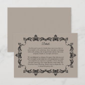 Classic Taupe Linen Brown Ornately Framed Wedding エンクロージャーカード (正面/裏面)