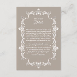 Classic Taupe Linen Brown Ornately Framed Wedding エンクロージャーカード