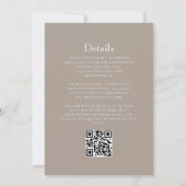 Classic Taupe Monogram Crest QR Code Wedding 招待状 (裏面)