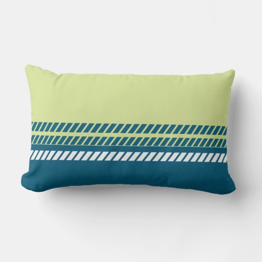 Classic Teal and Lime with Stripes  ランバークッション (正面)