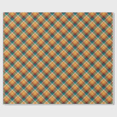 Classic Teal Blue Green Orange Tartan Pattern ラッピングペーパー (フラット)