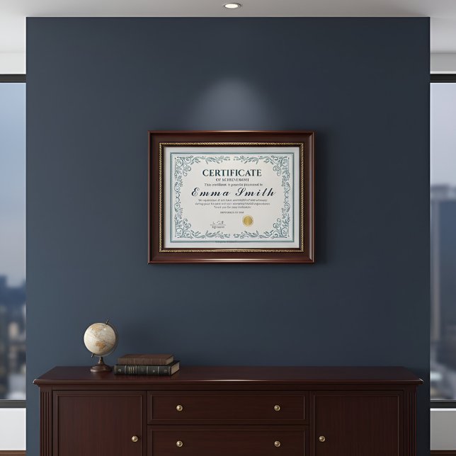 Classic Teal Ornate Certificate of Achievement (クリエイターアップロード済み)