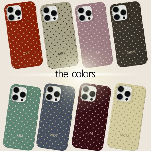 Classic Teal Pink Custom Monogram Polka Dot  Case-Mate iPhoneケース