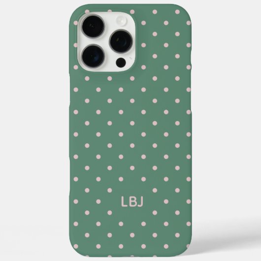 Classic Teal Pink Custom Monogram Polka Dot Case-Mate iPhoneケース (裏面)