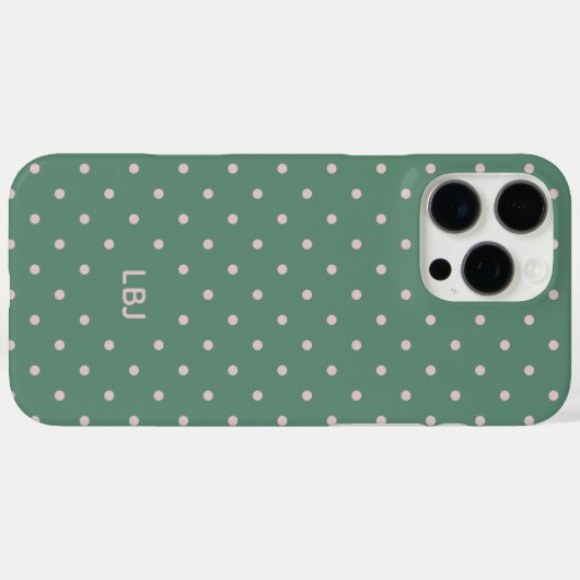 Classic Teal Pink Custom Monogram Polka Dot Case-Mate iPhoneケース (裏面 (横))