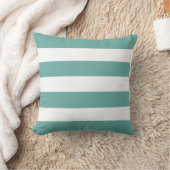 Classic Teal & White Striped Throw Pillow クッション (ブランケット)