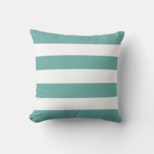 Classic Teal & White Striped Throw Pillow クッション (正面)