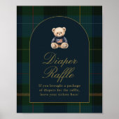 Classic Teddy Bear Dark Green Plaid Cards & Gifts ポスター (正面)