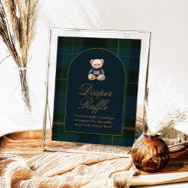 Classic Teddy Bear Dark Green Plaid Cards & Gifts ポスター