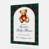 Classic Teddy Bear Preppy Baby Shower Welcome アクリルサイン (傾斜)