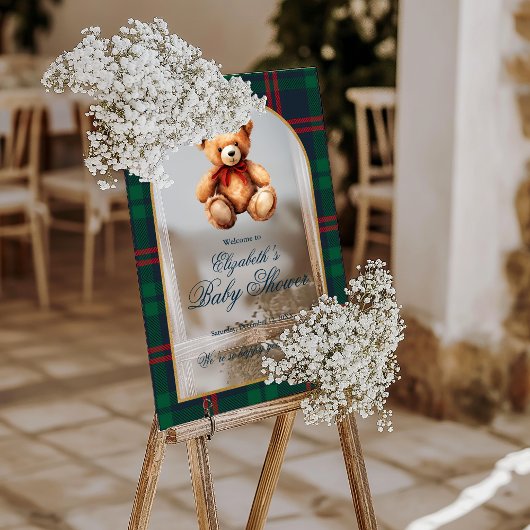 Classic Teddy Bear Preppy Baby Shower Welcome アクリルサイン