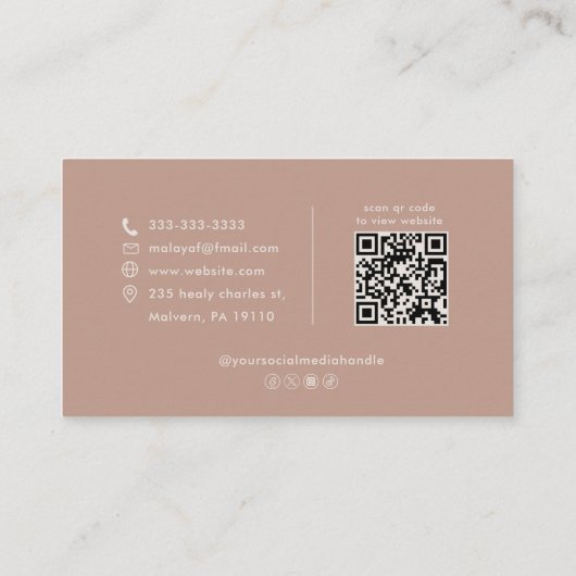 Classic Terracotta Boho Minimalist Therapist  名刺 (裏面)