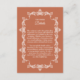 Classic Terracotta Clay Ornately Framed Wedding エンクロージャーカード