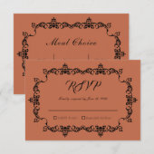 Classic Terracotta Clay Ornately Framed Wedding 出欠カード (正面/裏面)