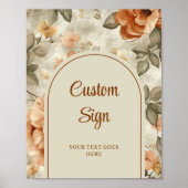 Classic Terracotta Ivory Olive Floral Custom Sign ポスター (正面)