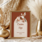 Classic Terracotta Pampas Sage Boho Arch Wedding   ポスター