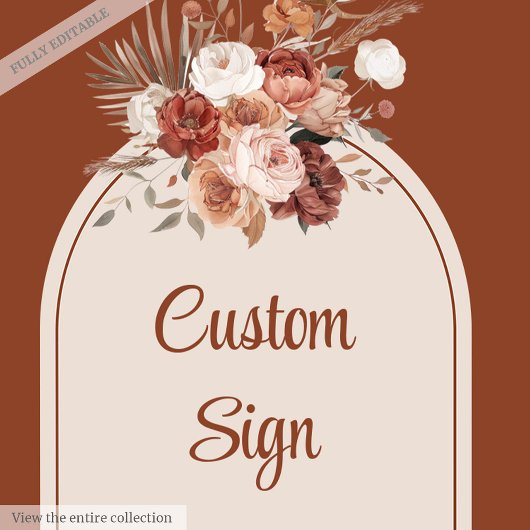 Classic Terracotta Pampas Sage Boho Arch Wedding   ポスター