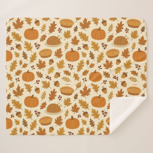 Classic Thanksgiving patterned  シェルパブランケット (正面(横))