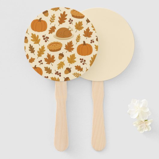 Classic Thanksgiving patterned  ハンドファン (正面&裏面)