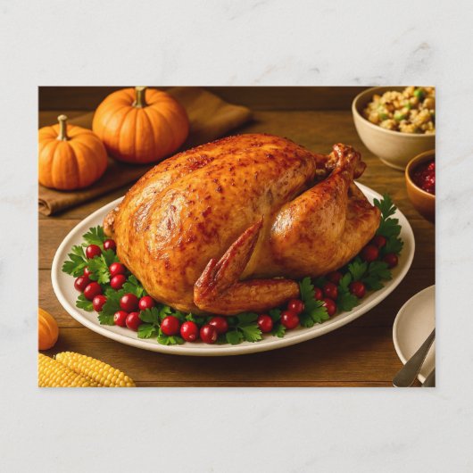 Classic Thanksgiving Turkey Dinner Postcard シーズンポストカード (正面)