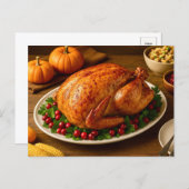 Classic Thanksgiving Turkey Dinner Postcard シーズンポストカード (正面/裏面)