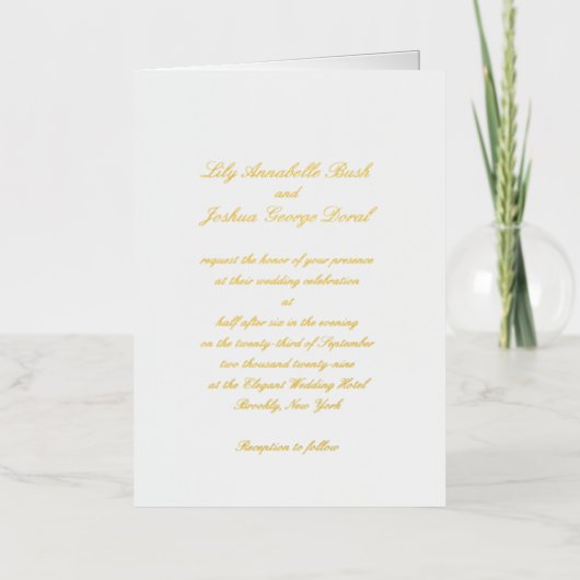 Classic Timeless Wedding Foil Invitation 箔グリーティングカード (正面)