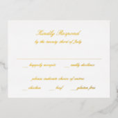 Classic Timeless Wedding Foil RSVP Card 箔招待状ポストカード (正面)