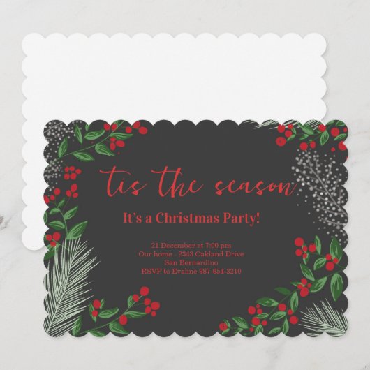 Classic Tis the Season Holiday Gathering 招待状 (正面/裏面)