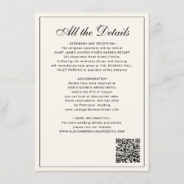 Classic traditional balck ivory wedding details エンクロージャーカード