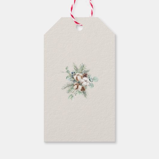 Classic Traditional Greenery Merry Christmas ギフトタグ (裏面)