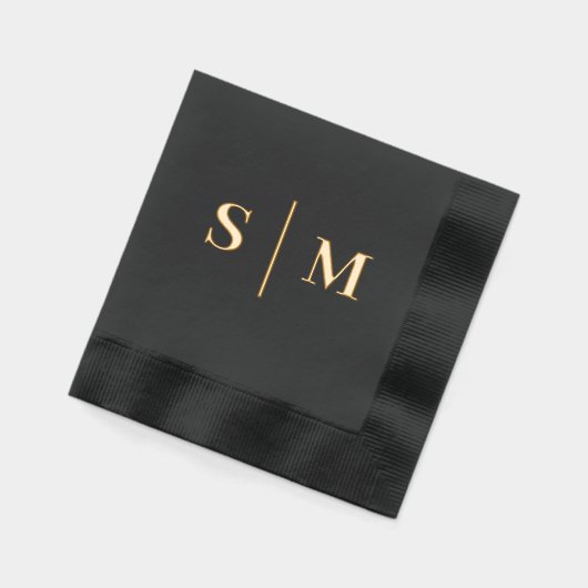 Classic Traditional Monogram Wedding 箔ナプキン (左)