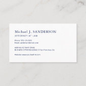 Classic traditional navy blue law firm attorney  名刺 (裏面)