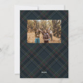 Classic traditional navy plaid two photo Christmas シーズンカード (裏面)