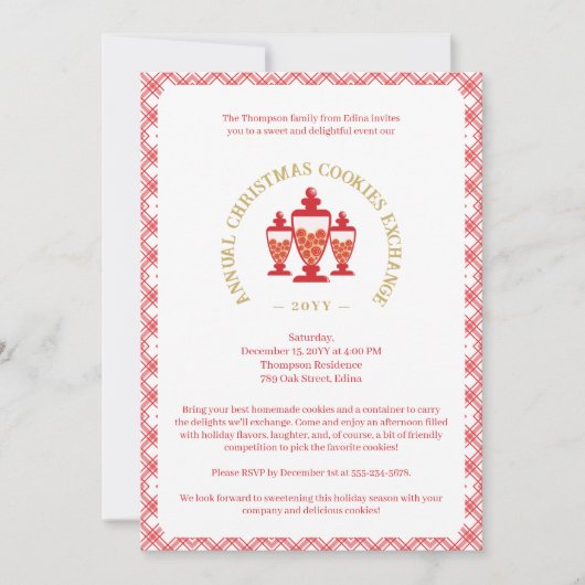 Classic Traditional Red Christmas Cookie Jar 招待状 (正面)