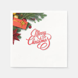 Classic Traditional Red & Green Elegant スタンダードカクテルナプキン