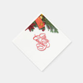 Classic Traditional Red & Green Elegant スタンダードカクテルナプキン (角)