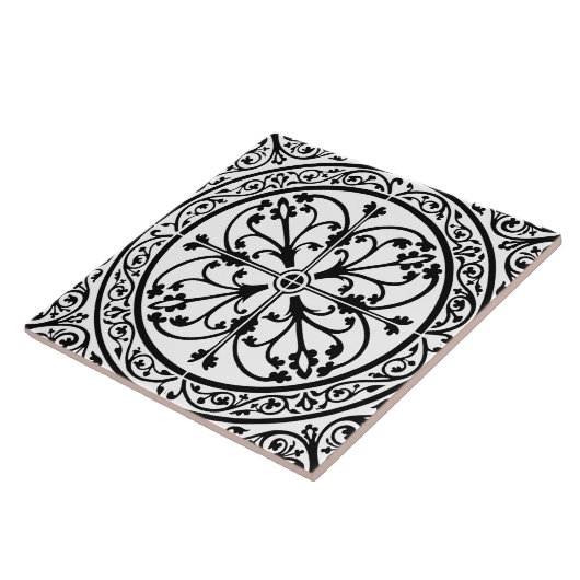 Classic Traditional Stylish Abstract Black & White タイル (側面)