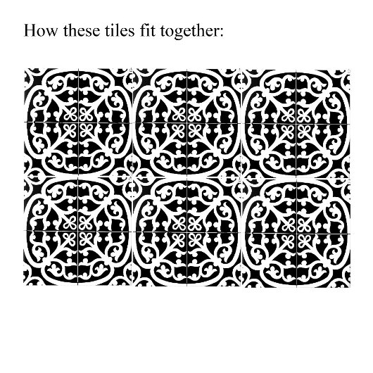 Classic Traditional Stylish Abstract Black & White タイル