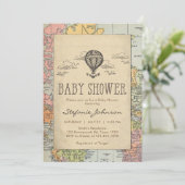 Classic Travel Worl Baby Shower Invitation 招待状 (スタンド正面)