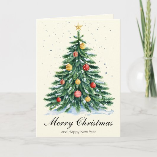 Classic Tree Merry Christmas Greeting Card シーズンカード (正面)