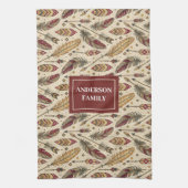 Classic Tribal Towel Personalized Feathers Accent キッチンタオル (縦)