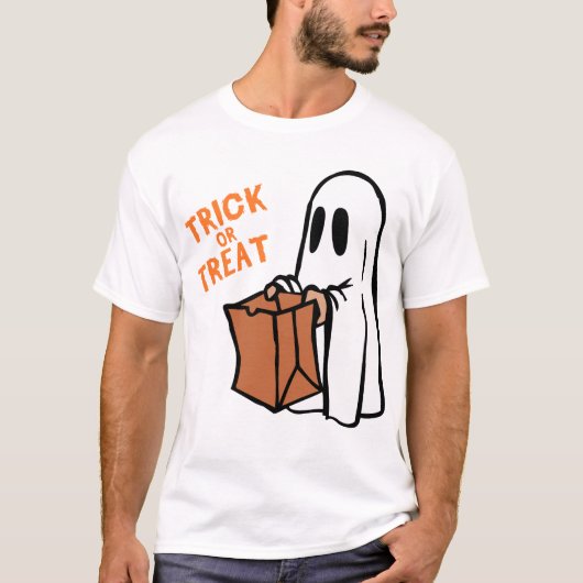 Classic Trick or Treat Ghost Cartoon Graphic Tシャツ (正面)