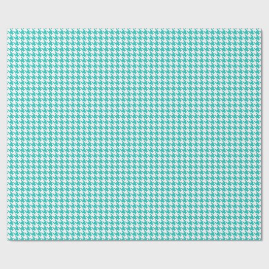 Classic Turquoise and White Houndstooth Pattern  ラッピングペーパー (フラット)