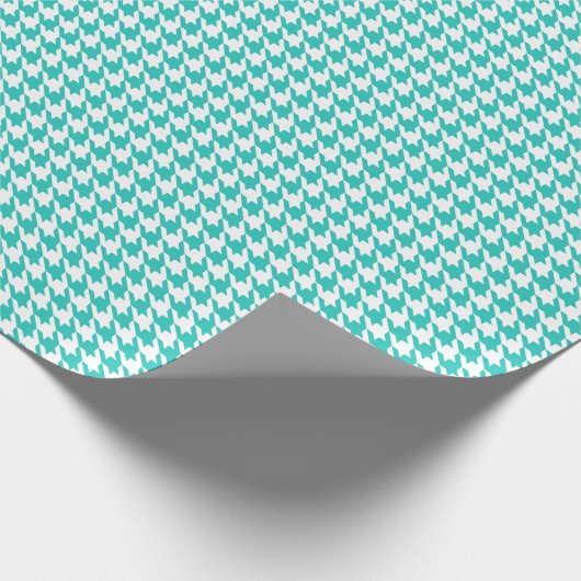 Classic Turquoise and White Houndstooth Pattern  ラッピングペーパー (角)