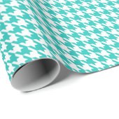 Classic Turquoise and White Houndstooth Pattern  ラッピングペーパー (ロールコーナー)
