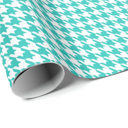 Classic Turquoise and White Houndstooth Pattern  ラッピングペーパー (ロールコーナー)